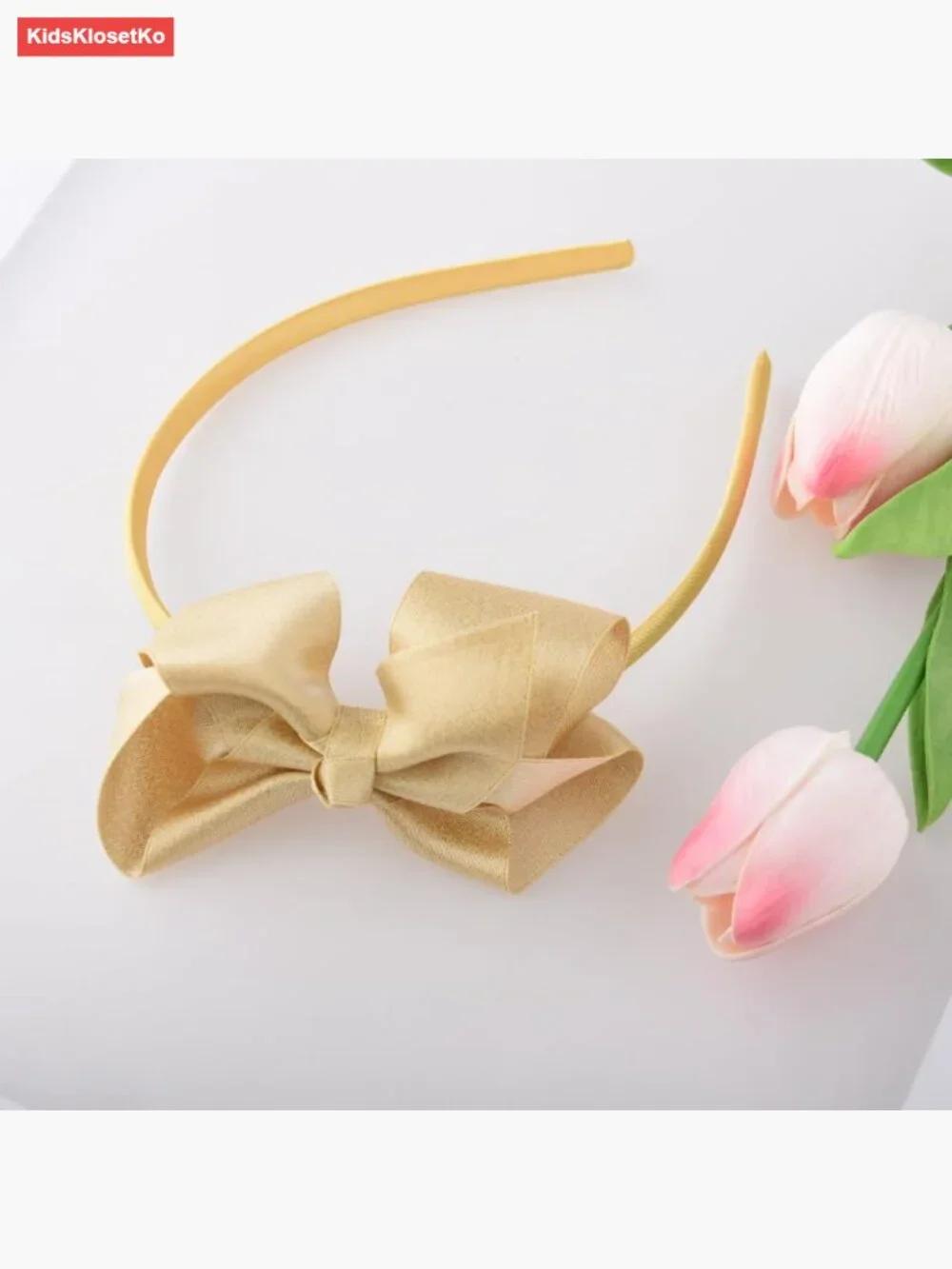 Large Gold Bow Headband for Girls Christmas Hair Bow Headwrap